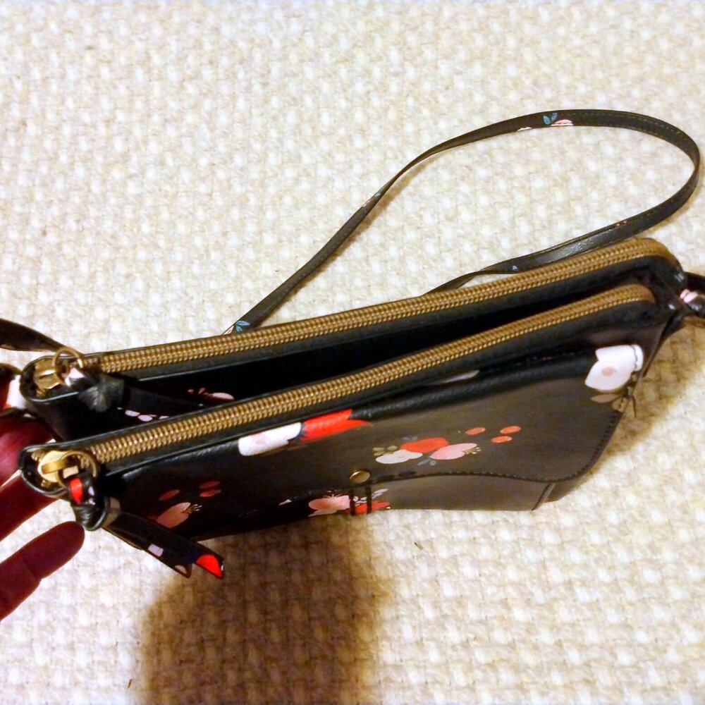Black Floral Boho Crossbody Bag Purse 8x9 Cottagecore Coquette Festival Feminine - Picture 4 of 13
